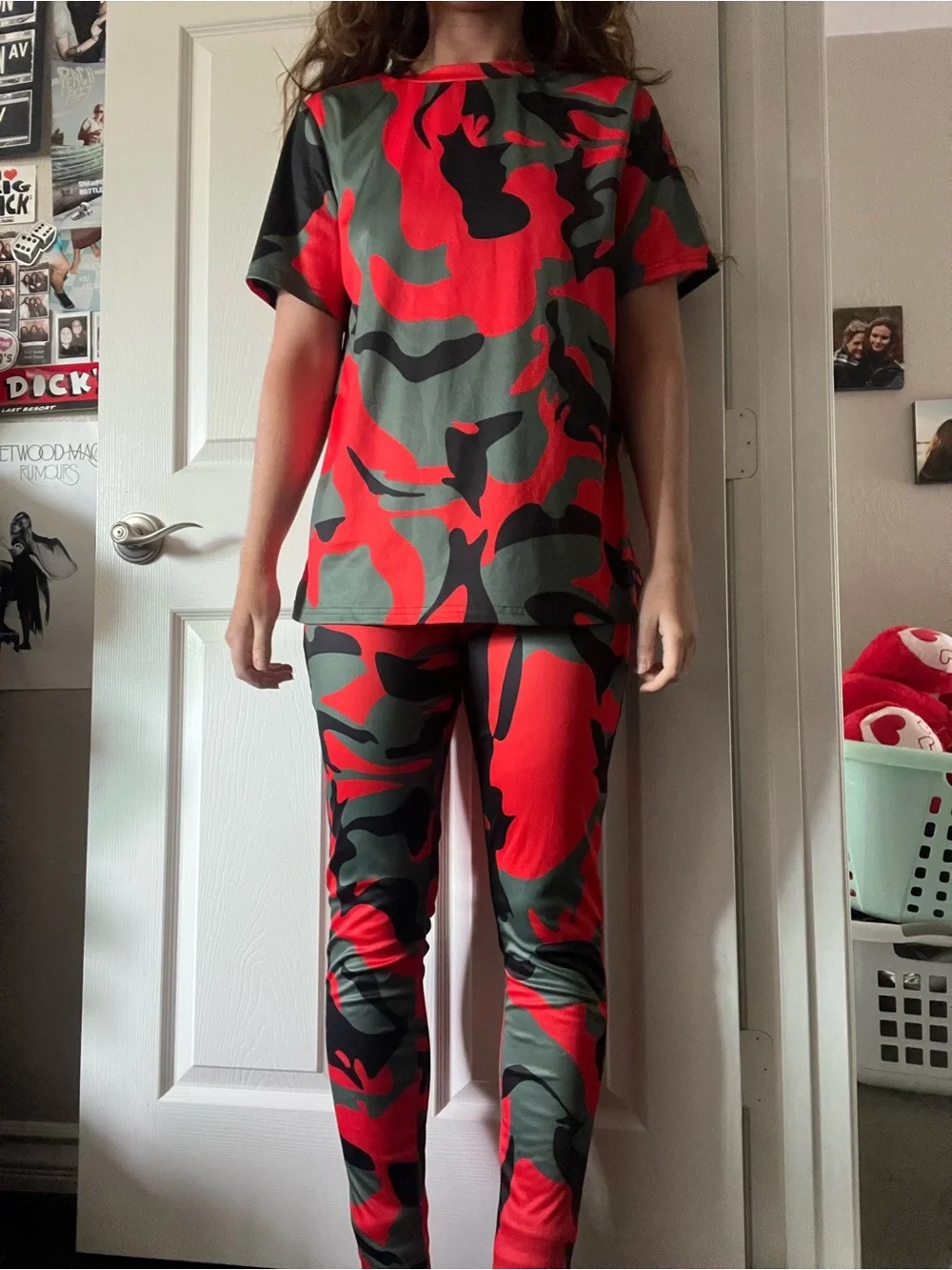 NWOT Red & Green Camo Matching Set